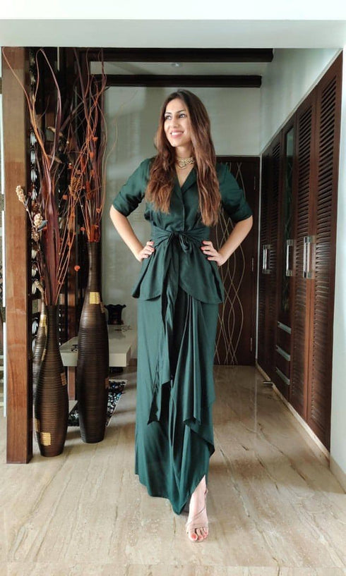 Green Blazer Skirt Set